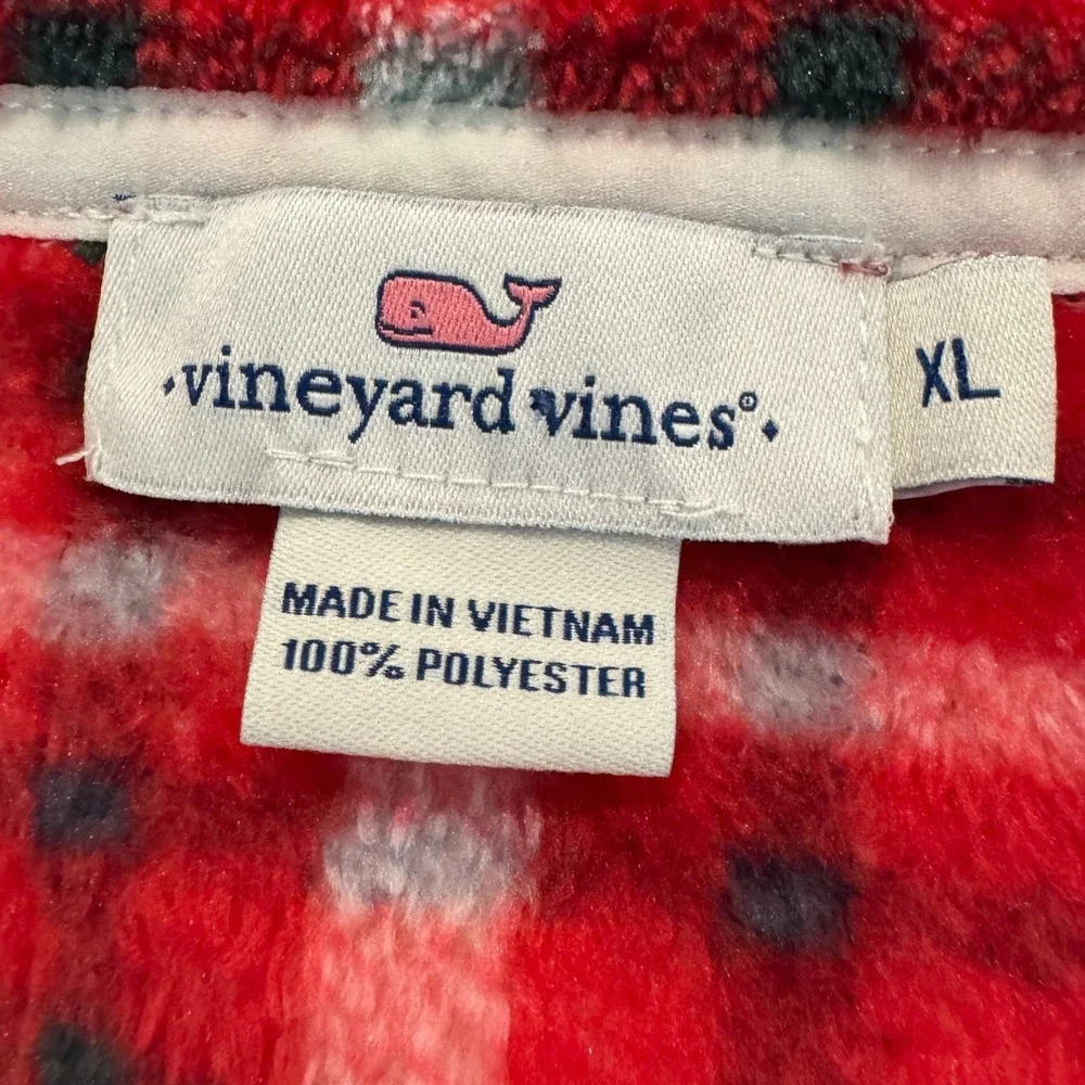 Vineyard Vines Tartan Plaid Teddy Quarter Zip Pullover Women's XL